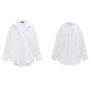 NWT Zara Oxford White Button Down Shirt Size Large